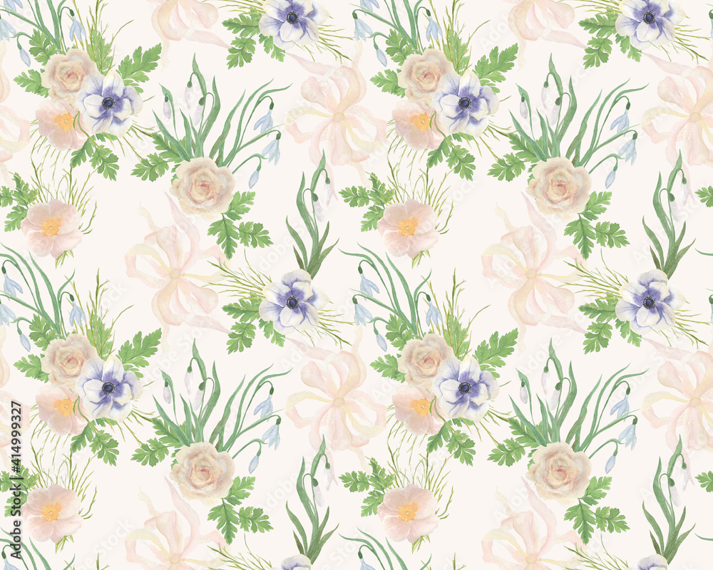 custom made wallpaper toronto digitalSpring beautiful seamless pattern with gentle flowers and pink bows