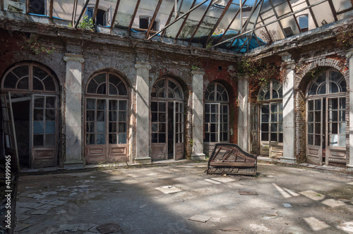 Abandoned palace with a piano in Bratoszewice  Poland 