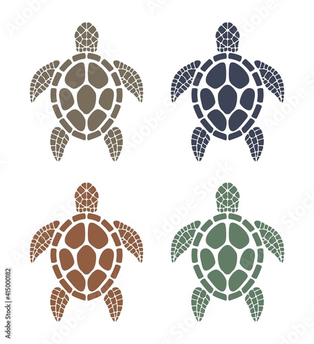 vector sea turtle colorful icons
