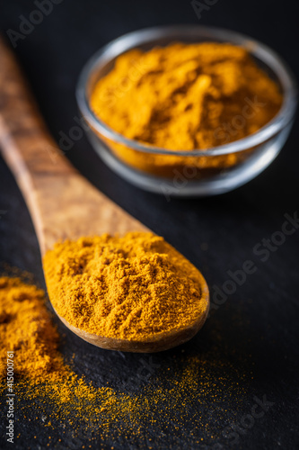 Indian turmeric powder. Turmeric spice. Ground turmeric