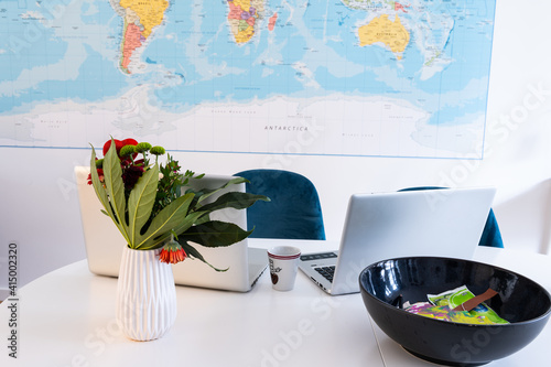 Tableau sur toile Work set up at home, during the corona / cover-19 lock down