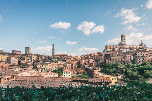 Siena town with Cathedral, view of ancient city in the Tuscany region of Italy, Europe.