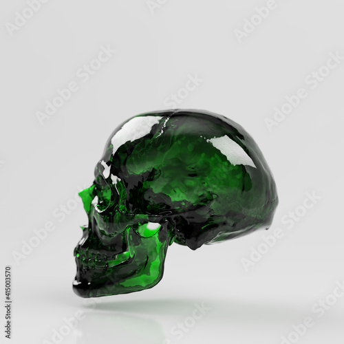 human skull head of a man, anatomical model in photo studio