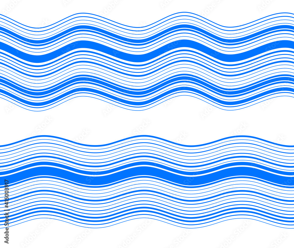 Design elements. Wave of many blue lines. Abstract wavy stripes on white background isolated. Creative line art. Vector illustration EPS 10. Colourful shiny waves with lines created using Blend Design elements. Wave of many blue lines. Abstract wavy stripes on white background isolated. Creative line art. Vector illustration EPS 10. Colourful shiny waves with lines created using Blend