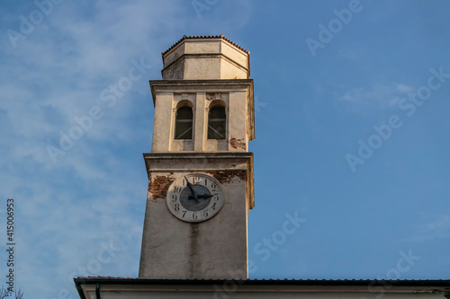 View on the bell tower of the church of San Martino in Chioggia, Veneto - Italy