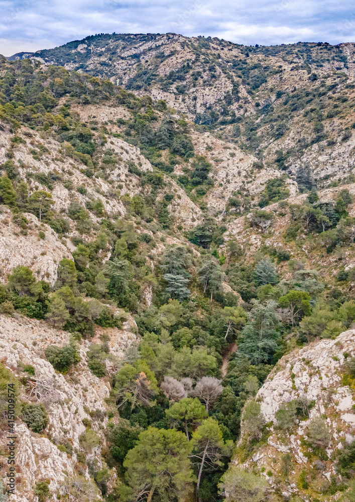 mountains as seen from the flight of the drone