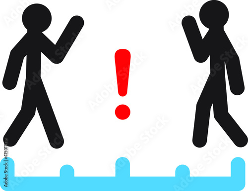 Corona virus protected, by not standing close together. Social distancing icon. Keep the 1-2 meter distance. Coronavirus epidemic protective. Vector illustration.