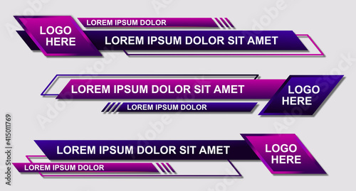 Set futuristic lower thirds set template vector. Template layout design banner for bar Headline news title. Modern design style.