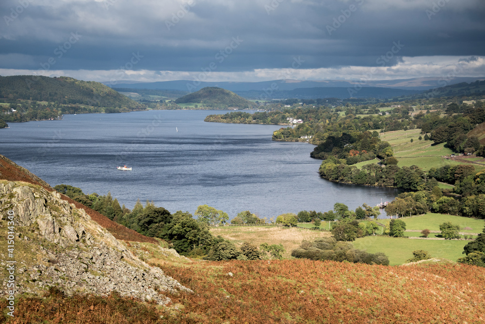 High view over Ullswater in the Lake District