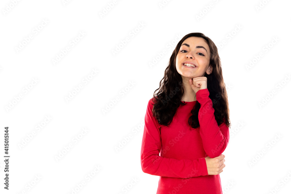 Adorable teenage girl with red sweater Adorable teenage girl with red sweater