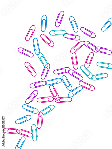 Stationary paperclips isolated on white background