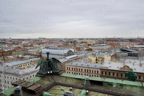 Saint Petersburg - November, 2020 Stunning Panoramic View Senate Square from the observation platform of the Cathedral of St. Isaac. The most popular sightseeing of the North capital of Russia for