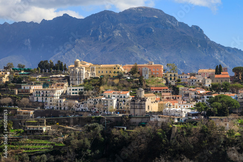 Ravello, cliff top town, gardens and churche in spring, Ravello, Amalfi Coast, Campania photo
