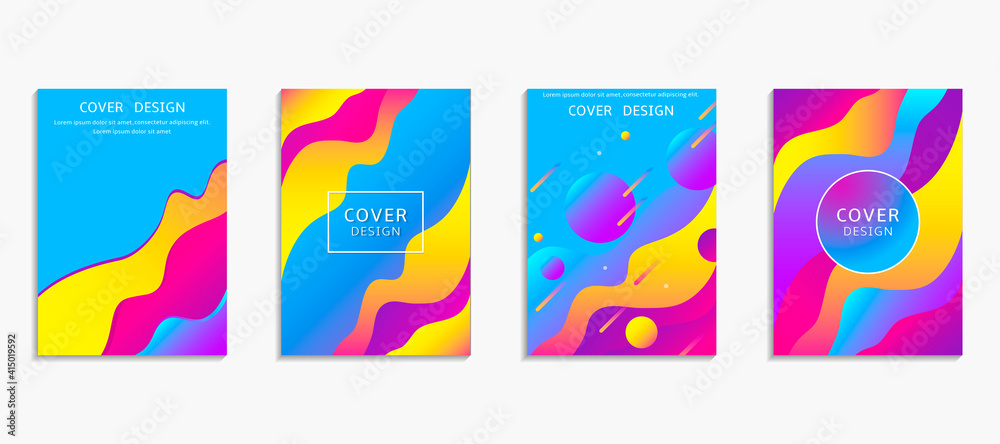 Vector colorful abstract fluid geometric gradient background