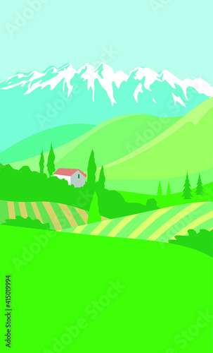 Mountain cartoon landscape