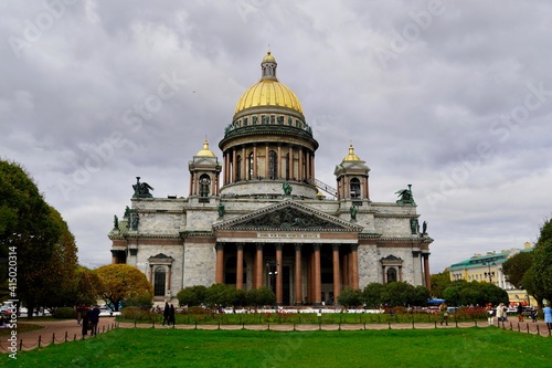 Saint-Petersburg, Russia - November, 2020 Beautiful cityscape. Rainy day at Saint-Petersburg, Russia. Rooftop view on old buildings and St Isaac Cathedral