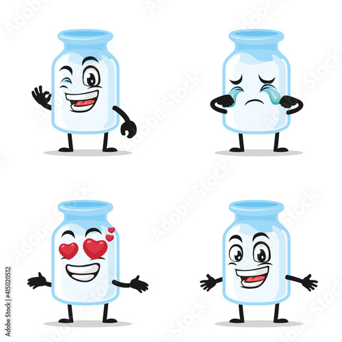 vector illustration of milk mascot collection set with expression theme