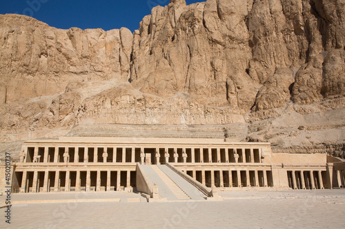 Overview, Hatshepsut Mortuary Temple (Deir el-Bahri), Theban Necropolis, Luxor, Thebes, Egypt