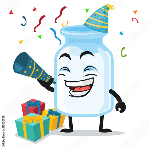 vector illustration of milk mascot celebrate new year party