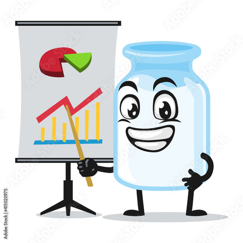 vector illustration of milk mascot presentation with prov
