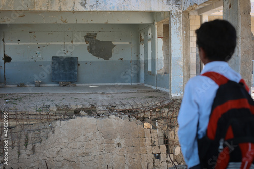 A school destroyed by the war in Yemen