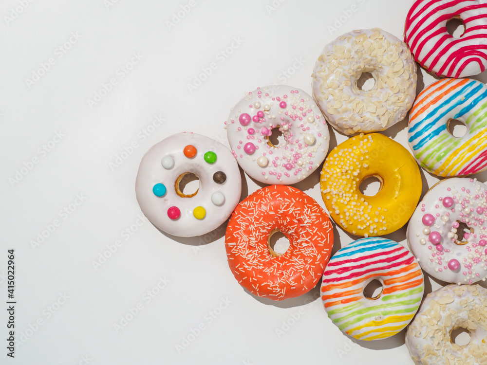 Tasty donuts isolated on white background. Tasty donuts isolated on white background.