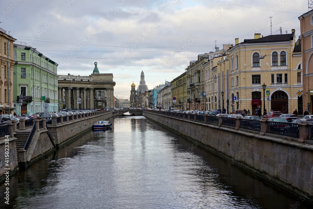 St. Petersburg, Russia - November 2020 Architecture of St. Petersburg, Russia. Popular Iron Bridge, a popular attraction. Semimostye. Here dreams come true. Color photo.