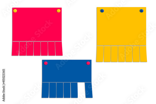 Colored blank advertisement with cut slips, vector illustration