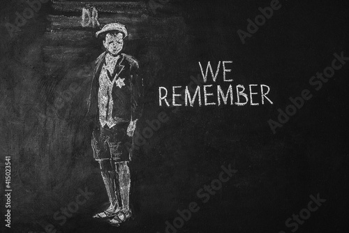 young guy on a chalk board. Remembrance Day,