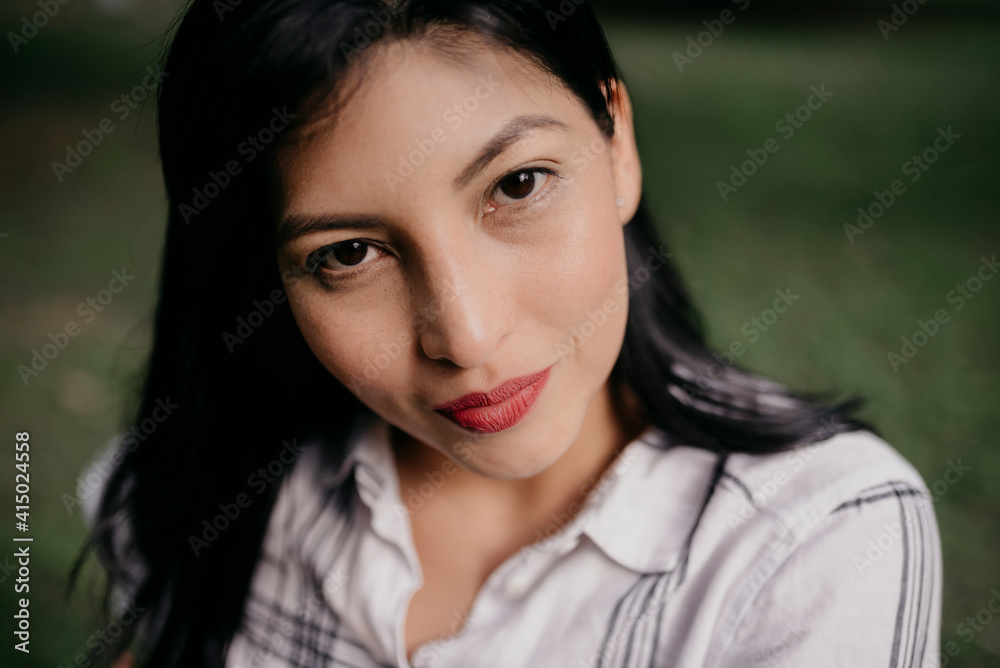 Smiling beautiful woman with red lipstick Smiling beautiful woman with red lipstick