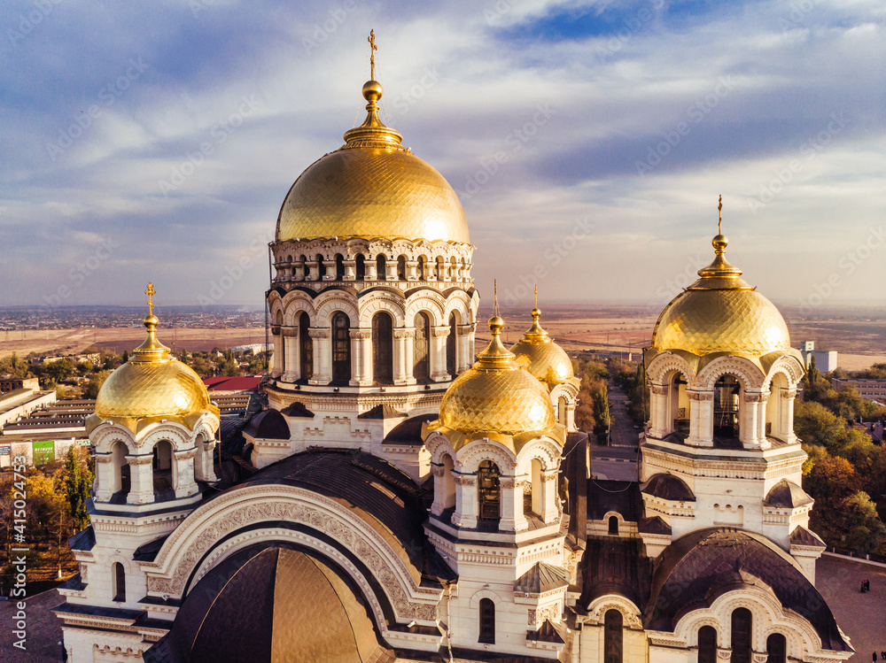 View of the Ascension Cathedral and Monument to Ermac in Novocherkassk, Russia. View of the Ascension Cathedral and Monument to Ermac in Novocherkassk, Russia.