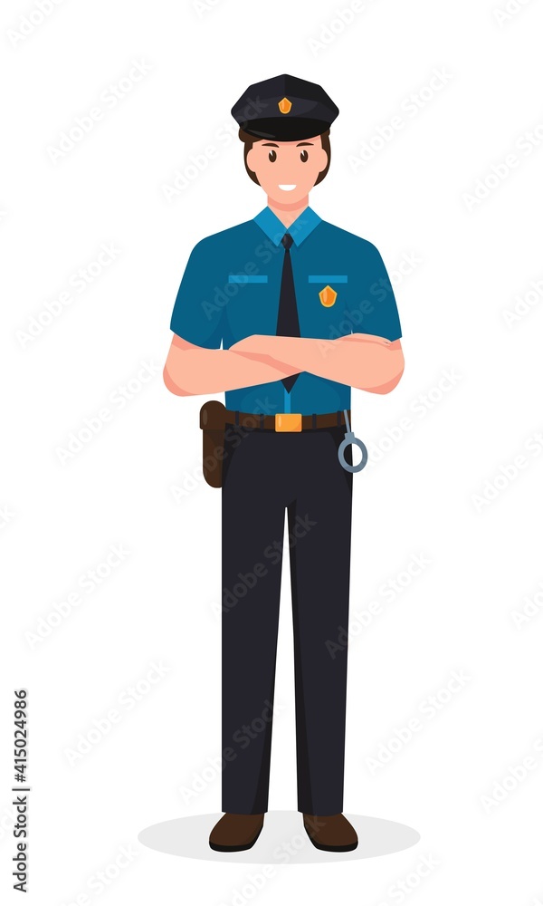 Police officer in uniform. Policeman character. Police officer in uniform. Policeman character.