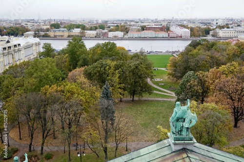 Saint Petersburg - November, 2020 Stunning Panoramic View Senate Square from the observation platform of the Cathedral of St. Isaac. The most popular sightseeing of the North capital of Russia for