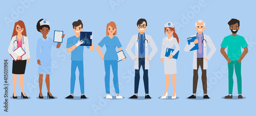 Doctor character set for medicine. Healthcare medical people in hospital  animated.
