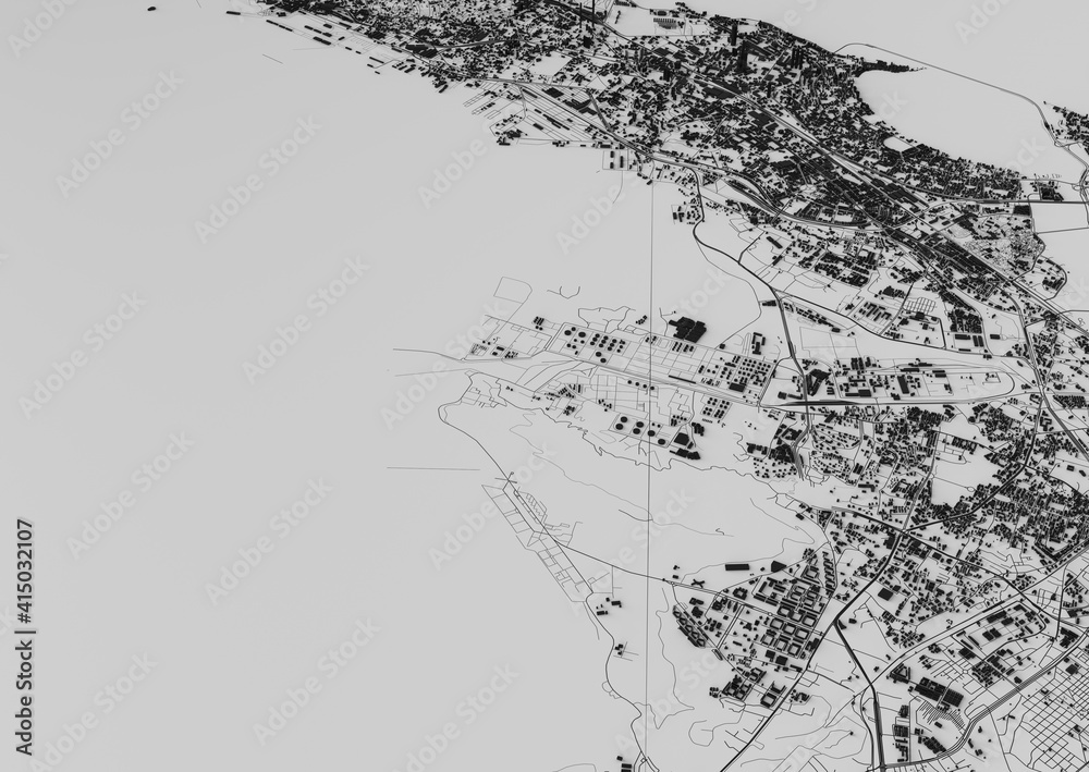 Fototapeta premium big city top view. illustration of the card in a casual graphic design. fragment Mumbai 3d render