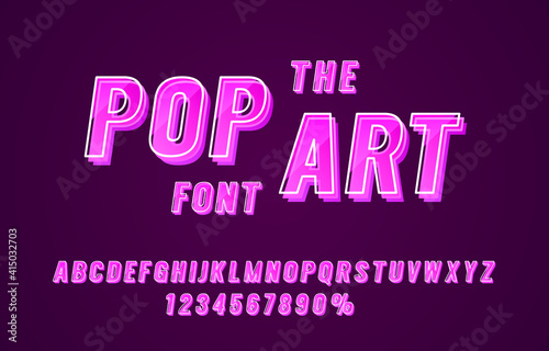 Pop art font set collection, letters and numbers symbol. Vector