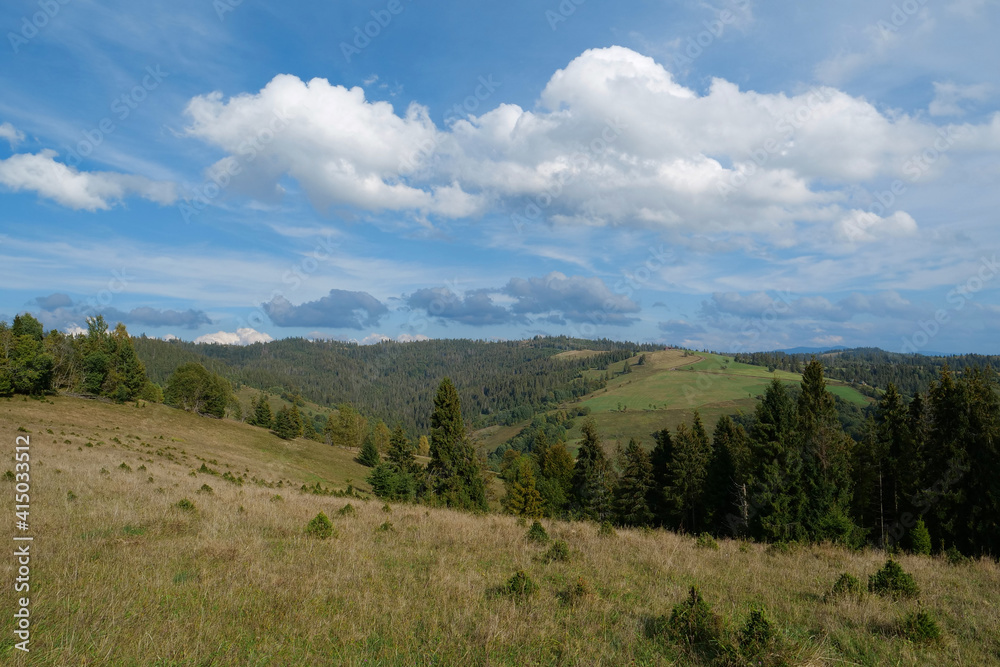 Beautiful Carpathian Mountains and clouds