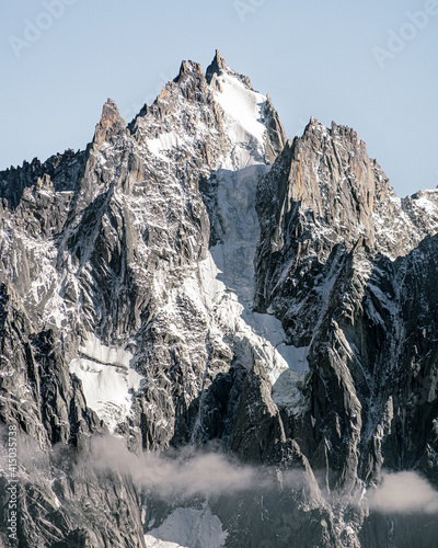 The alps and the nature of mont blanc seen during a beautiful summer day near the village of Chamonix, France - August 2020.