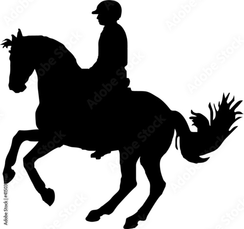  dressage, the rider, black isolated silhouette