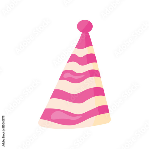 happy birthday pink and white waves hat isolated icon
