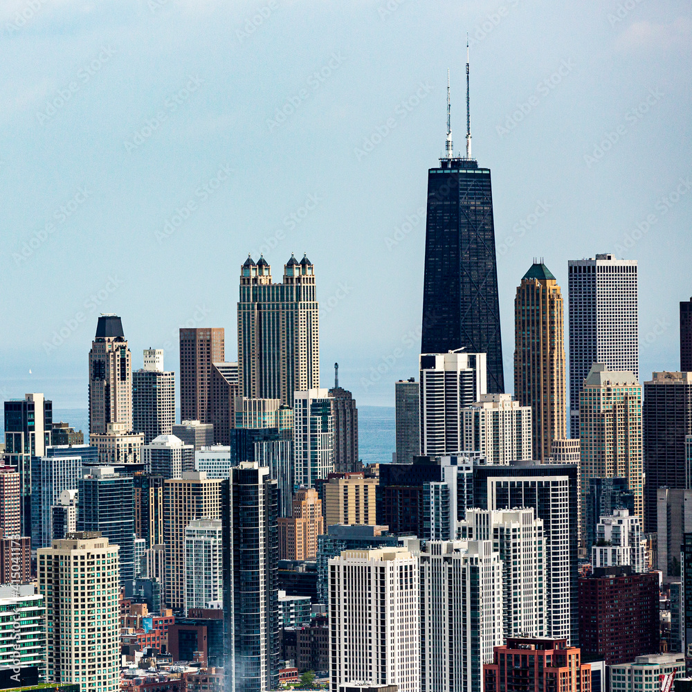 Naklejka premium Chicago Drone Skyline