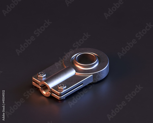 Shiny metal mechanical spare small part of machine in machinery and automotive industry, 3d rendering, isometric