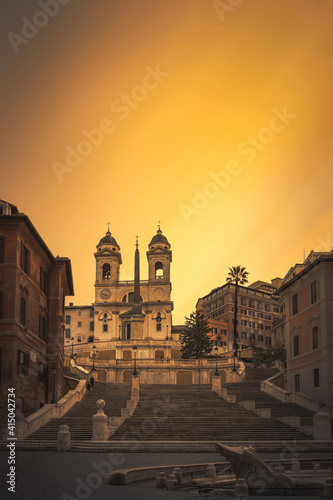 Sunset on Piazza di Spagna in Rome