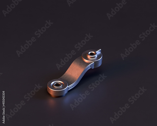 Shiny metal mechanical spare small part of machine in machinery and automotive industry, 3d rendering, isometric
