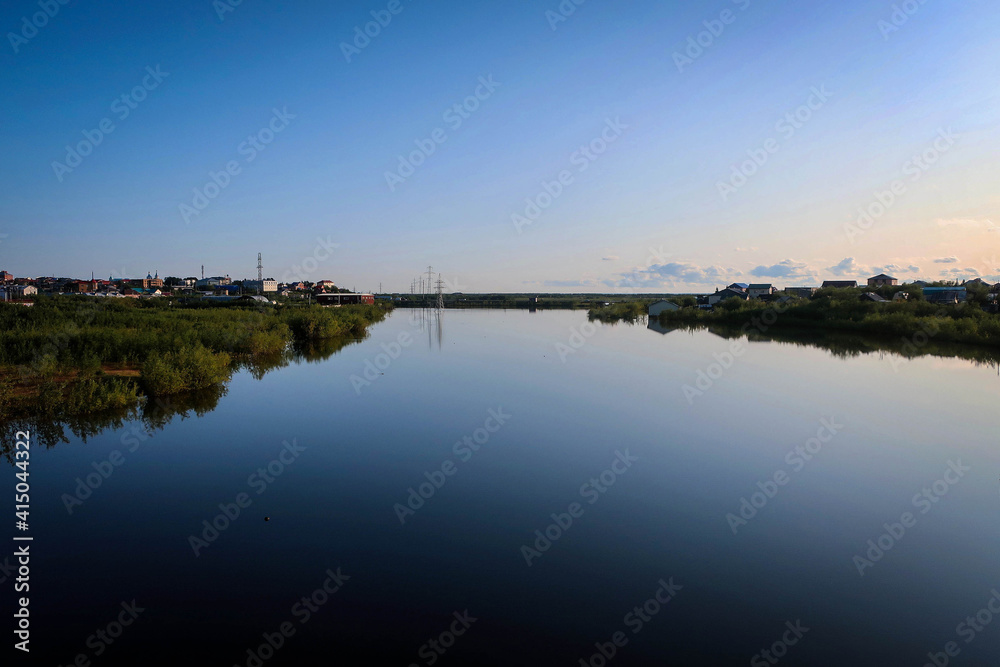 Ob River view in Salekhard by summer, Yamalo-Nenets Autonomous Region, Russia