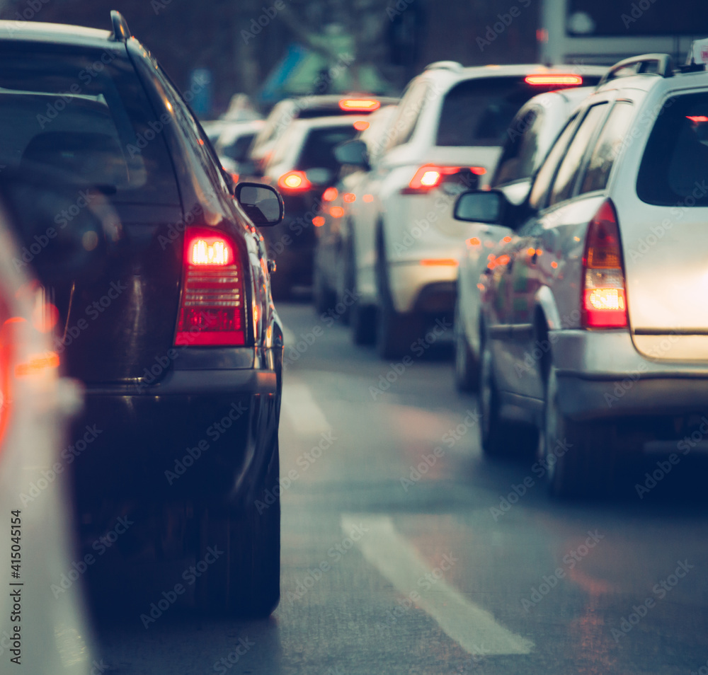 Traffic jam cars in a row Traffic jam cars in a row