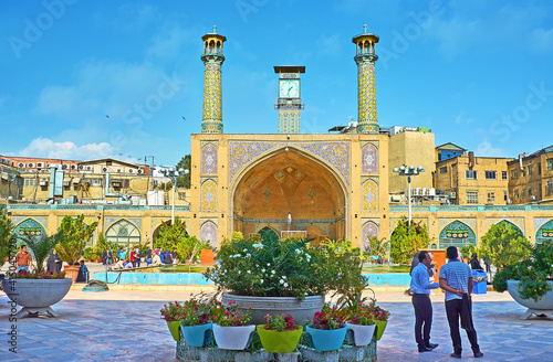 Flowers in Shah's Mosque courtyard, Tehran photo