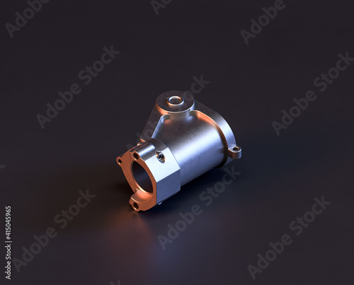 Shiny metal mechanical spare small part of machine in machinery and automotive industry, 3d rendering, isometric © markOfshell