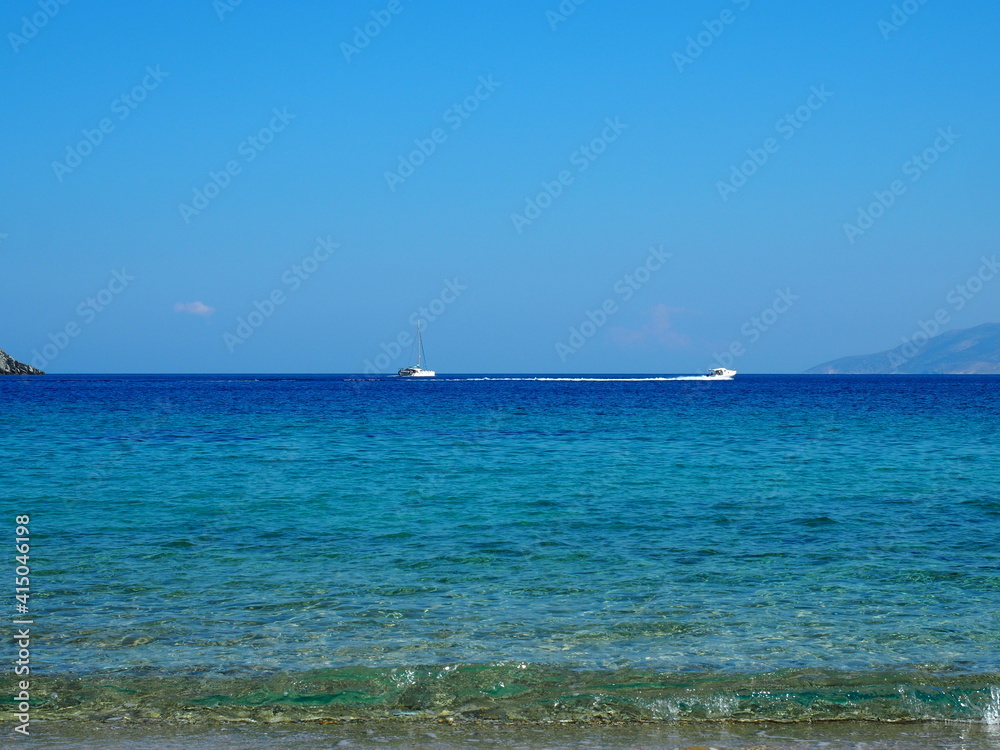 Aegean blue sea horizon