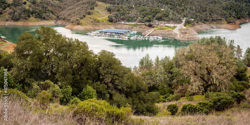 Panorama of the marina at Lake Sonoma, on Dry Creek a tributary of the Russian River. Sonoma County, California, USA. 